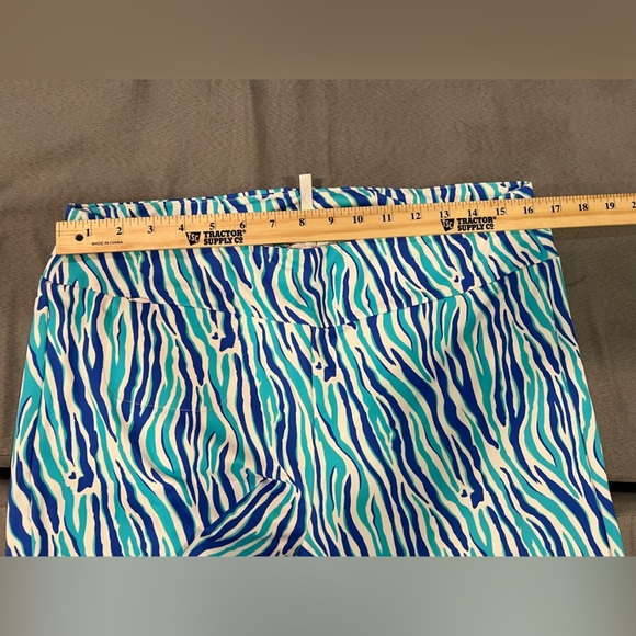 Lulu-B Blue and Green Zebra Print Elastic Waist Stretch Pants sz L - Picture 8 of 8